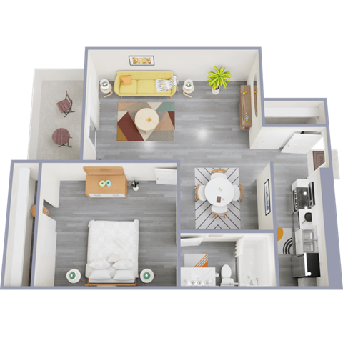 Floor plan for 1 bed, 1 bath, 564 sqft